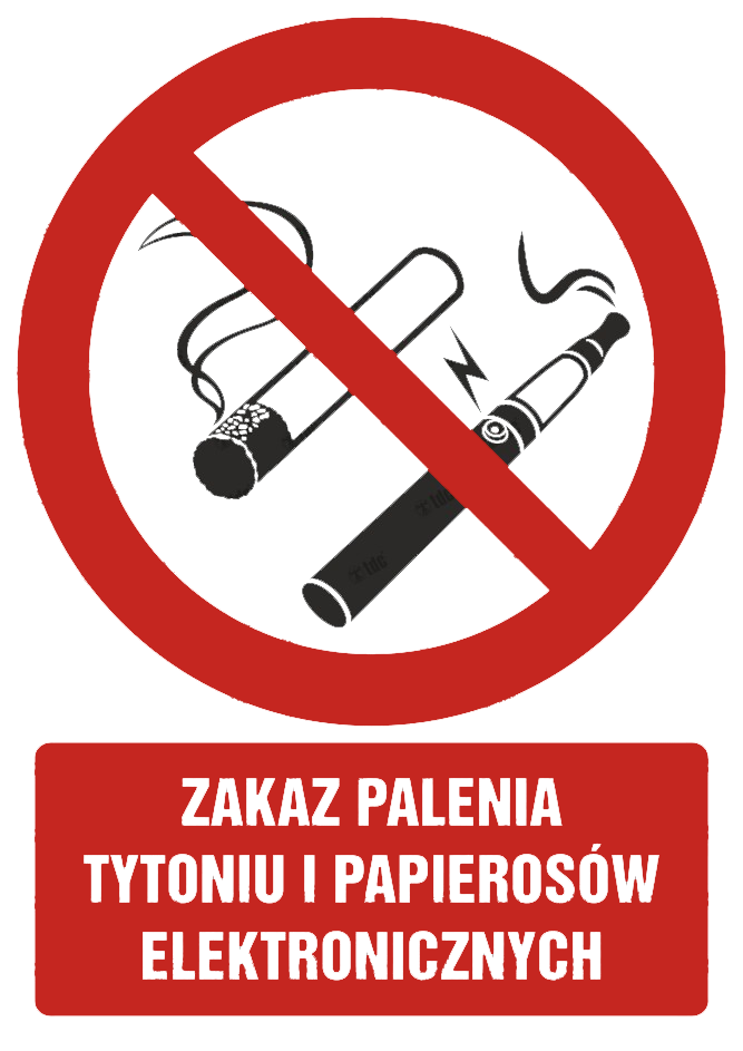 Znak Zakaz palenia tytoniu i papierosów elektrycznych